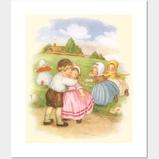 Vintage Mother Goose Nursery Rhymes, Georgie Porgie by Mary Lafetra Russell Posters and Art